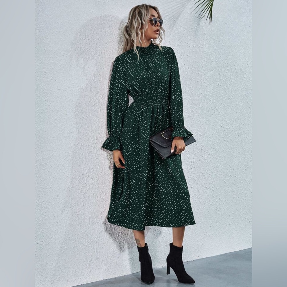 Polka dot flowy dress